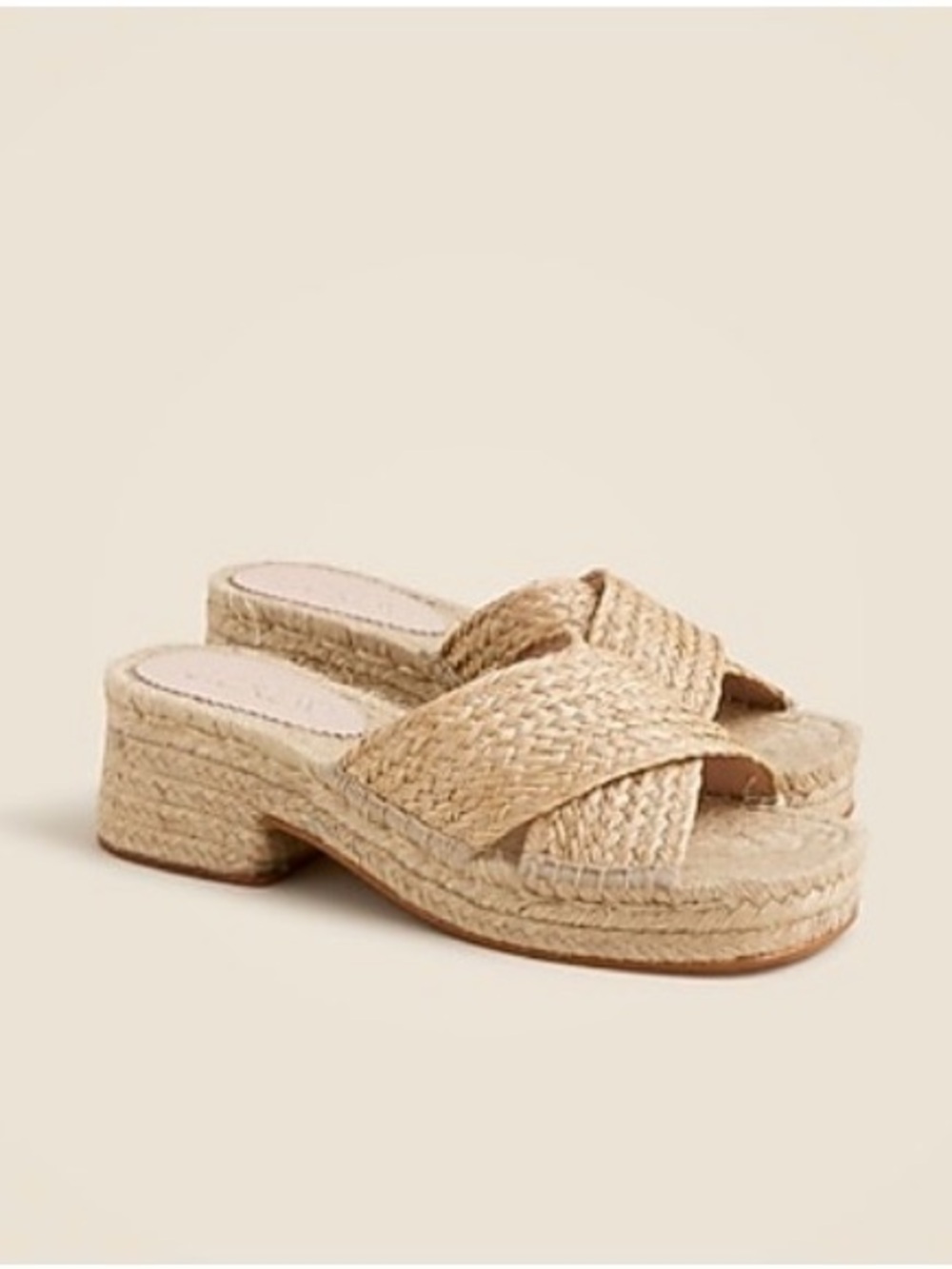 J. Crew Natural Braided Espadrille Mule Slides - Neutral